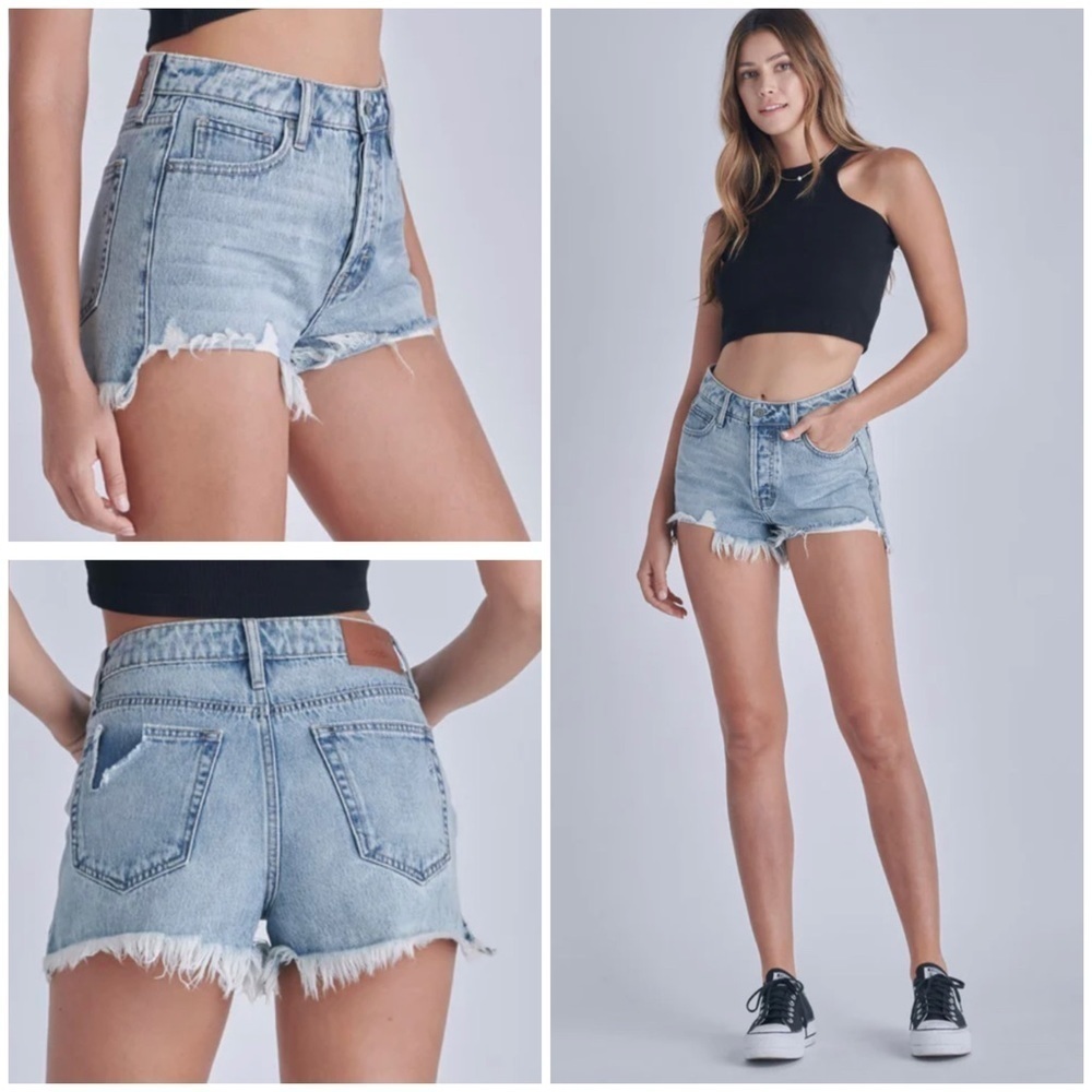 NWT Hidden Jeans Sofie Mom High Waisted Frayed Distressed Raw Hems Denim Short L
